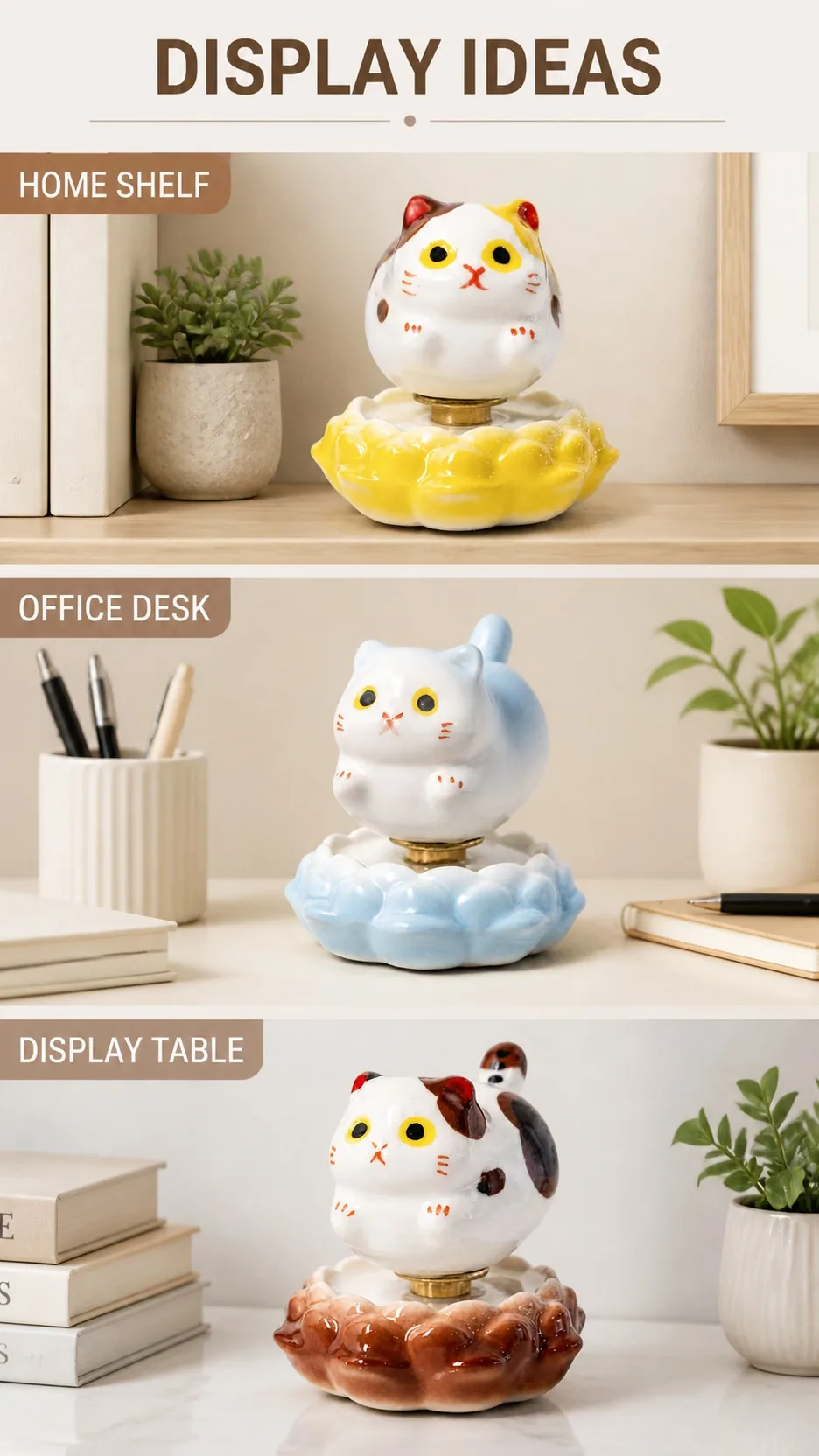 Rotating Ceramic Lucky Cat Figurines product detail 8