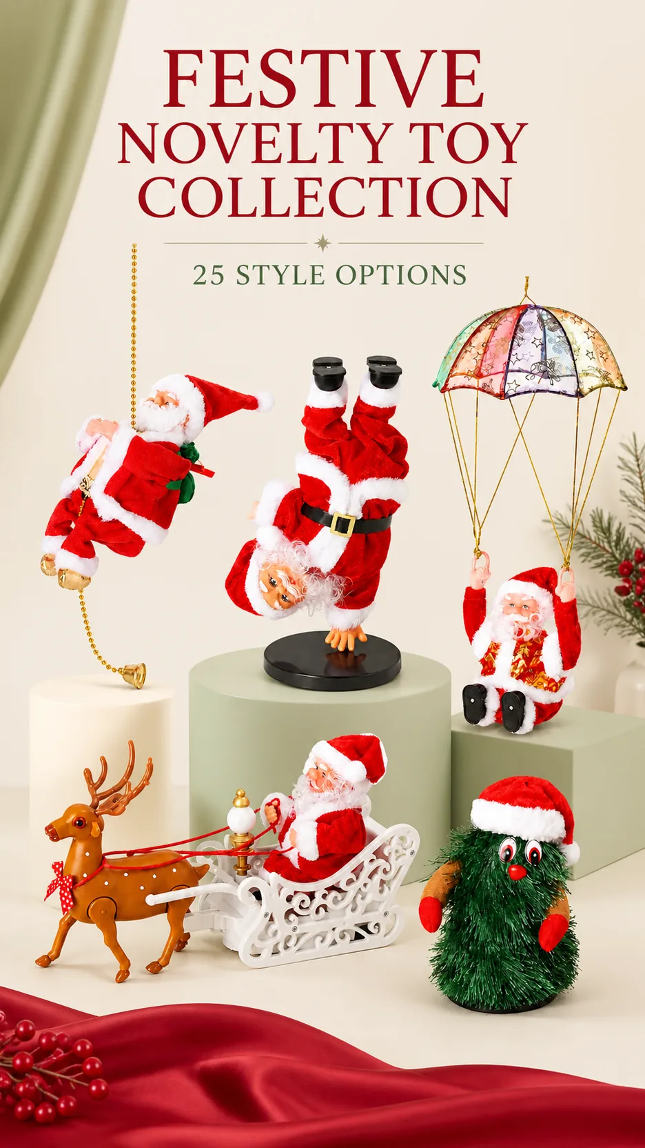 Christmas Electric Climbing Santa Claus Toy Novelty Hanging Decoration Window Display Figurine product detail 1
