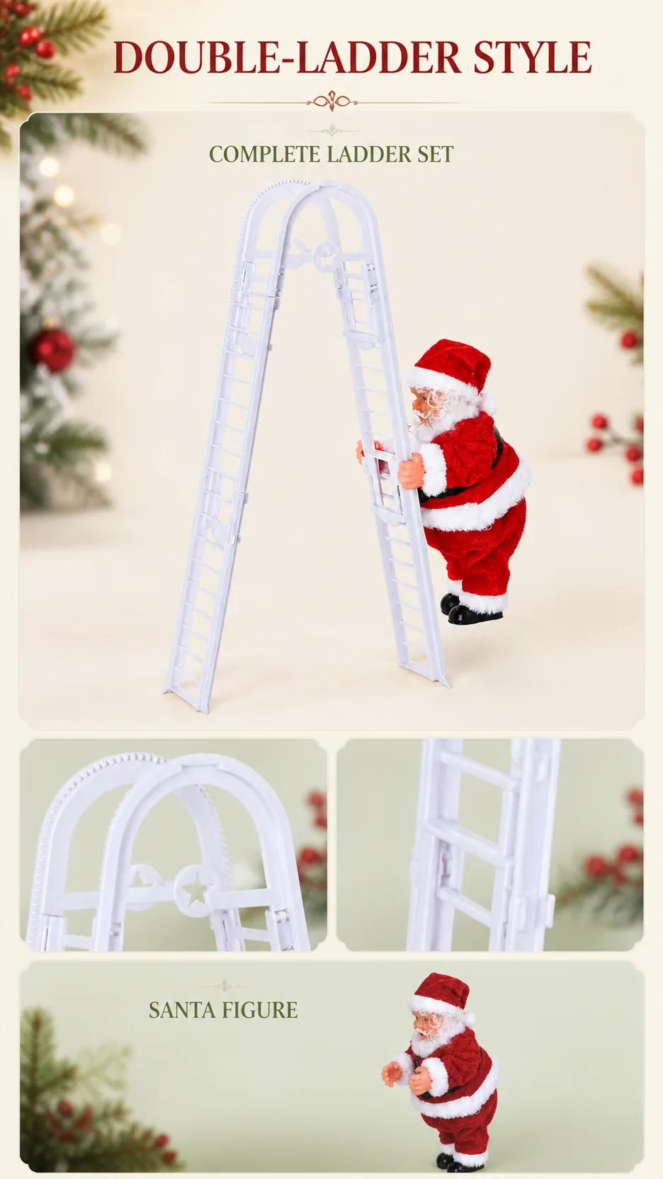 Christmas Electric Climbing Santa Claus Toy Novelty Hanging Decoration Window Display Figurine product detail 3