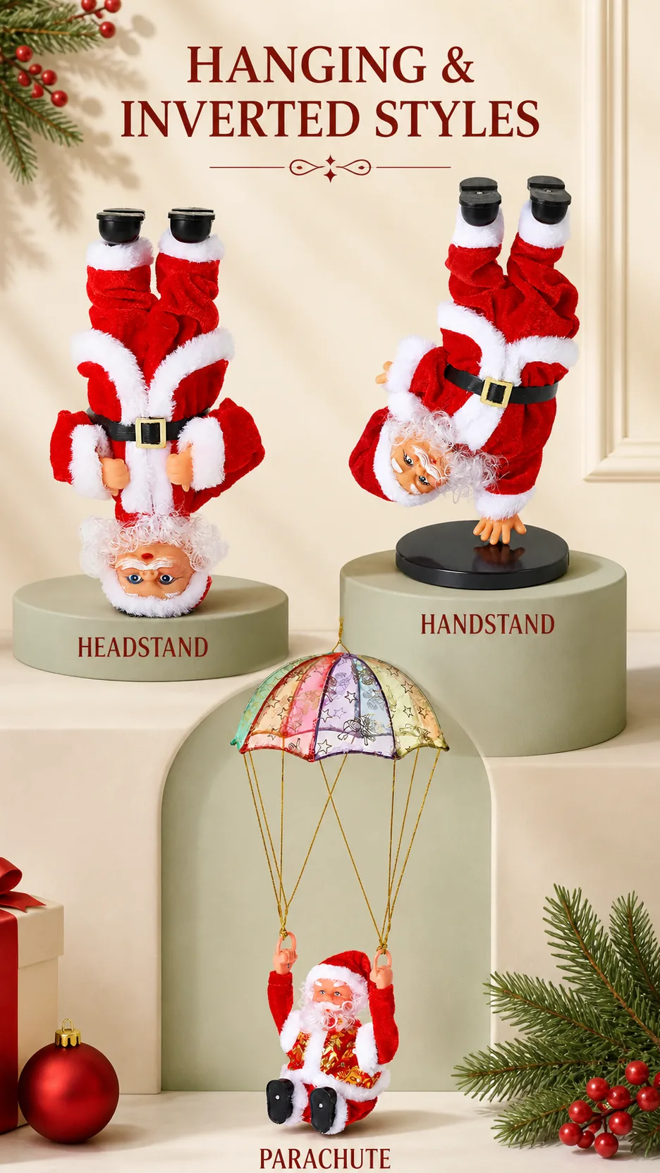 Christmas Electric Climbing Santa Claus Toy Novelty Hanging Decoration Window Display Figurine product detail 4