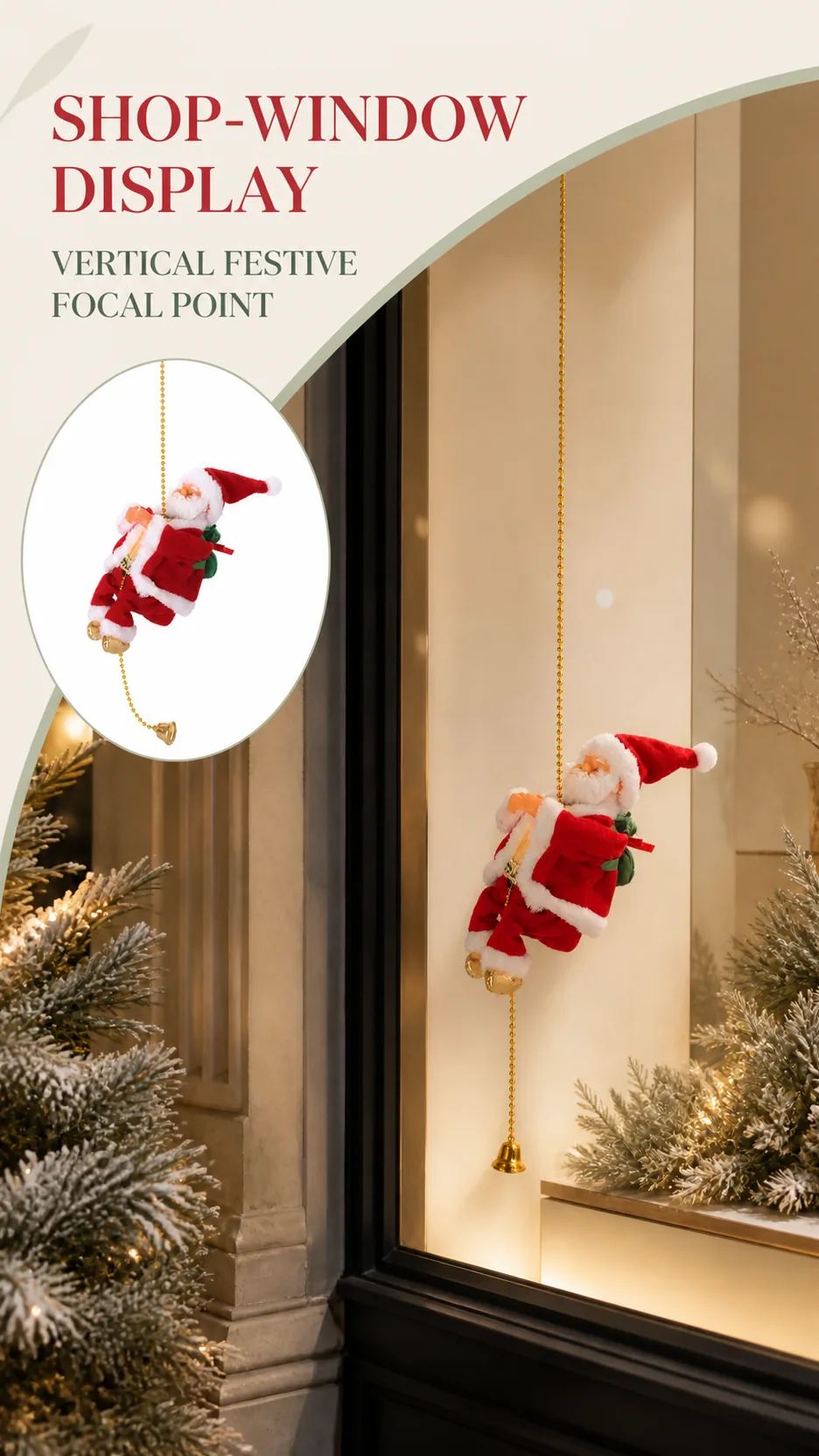 Christmas Electric Climbing Santa Claus Toy Novelty Hanging Decoration Window Display Figurine product detail 7
