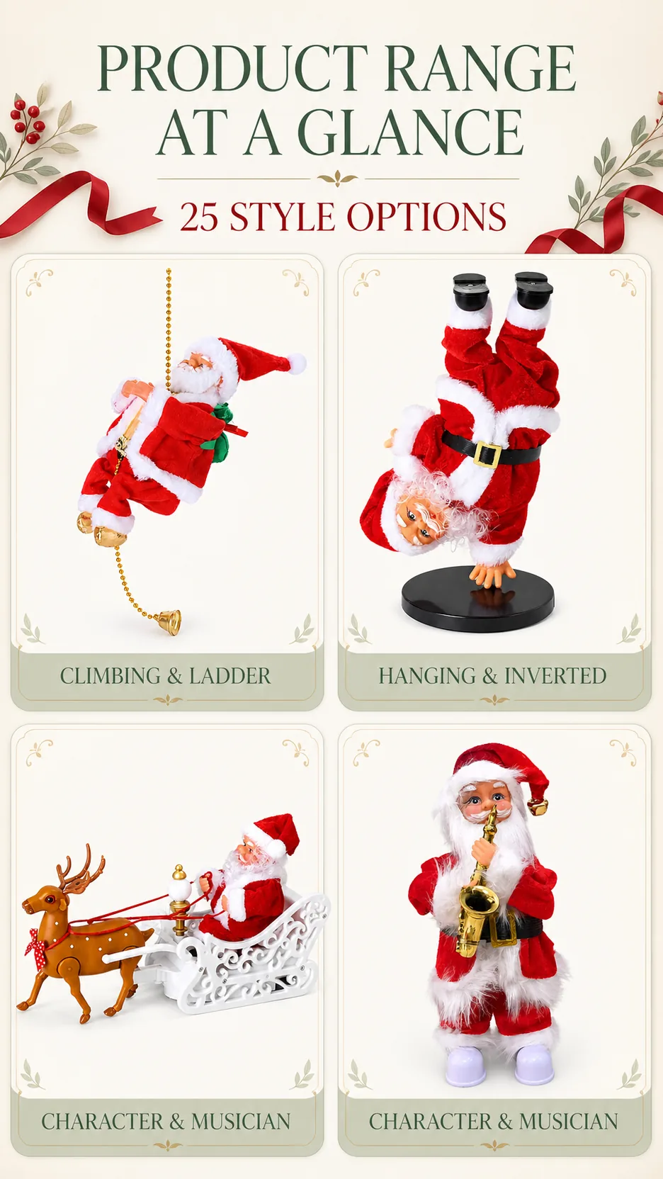 Christmas Electric Climbing Santa Claus Toy Novelty Hanging Decoration Window Display Figurine product detail 8