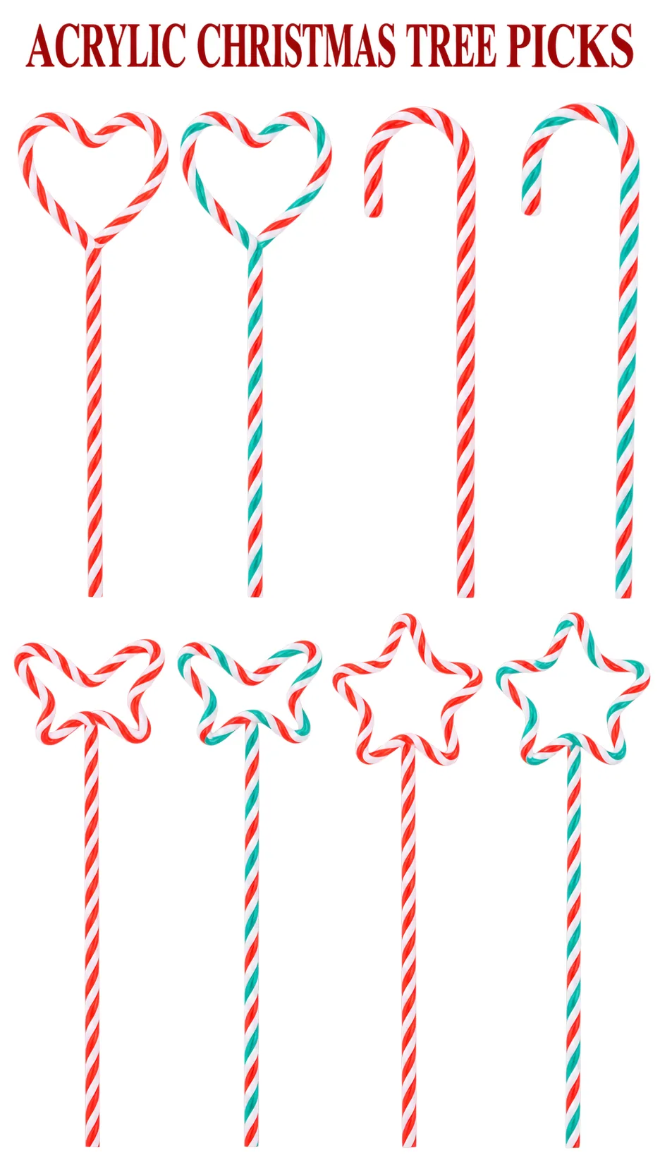 Christmas Decoration Creative Candy Cane, Red and Green Lollipop, Five Point Star Christmas Tree Plug product detail 1