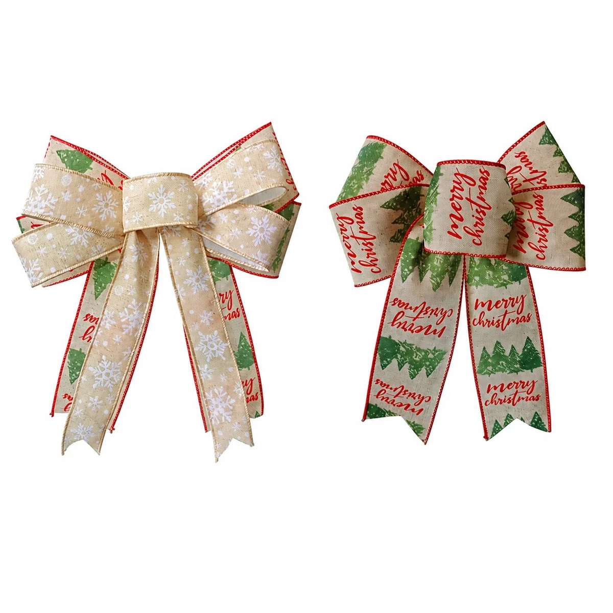 Double Layer Christmas Bow Ornament Festive Atmosphere 3D Bowknot Christmas Tree Decoration Hanging