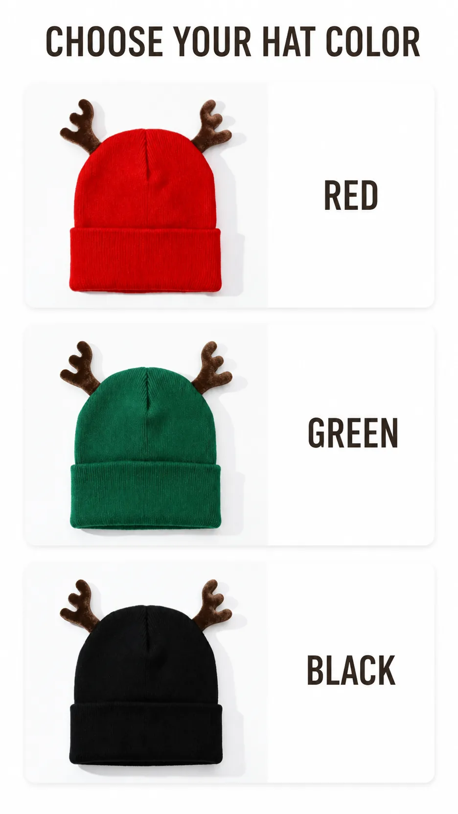 Festive Reindeer Antler Knit Beanie Hat Christmas Winter Warm Cuffed Cap product detail 2