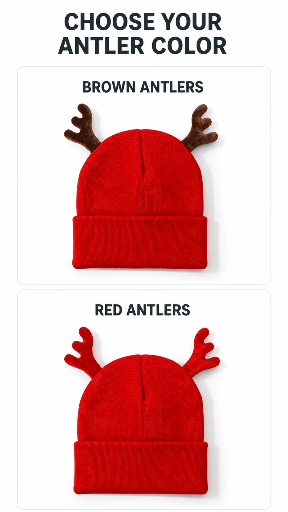 Festive Reindeer Antler Knit Beanie Hat Christmas Winter Warm Cuffed Cap product detail 3