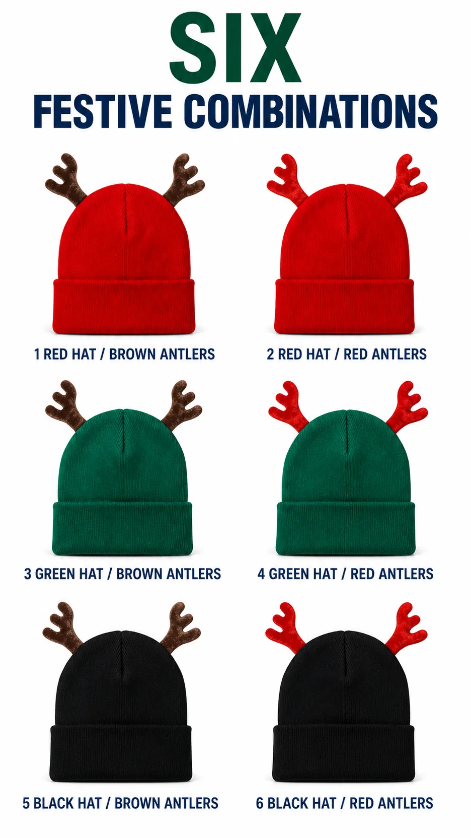Festive Reindeer Antler Knit Beanie Hat Christmas Winter Warm Cuffed Cap product detail 8