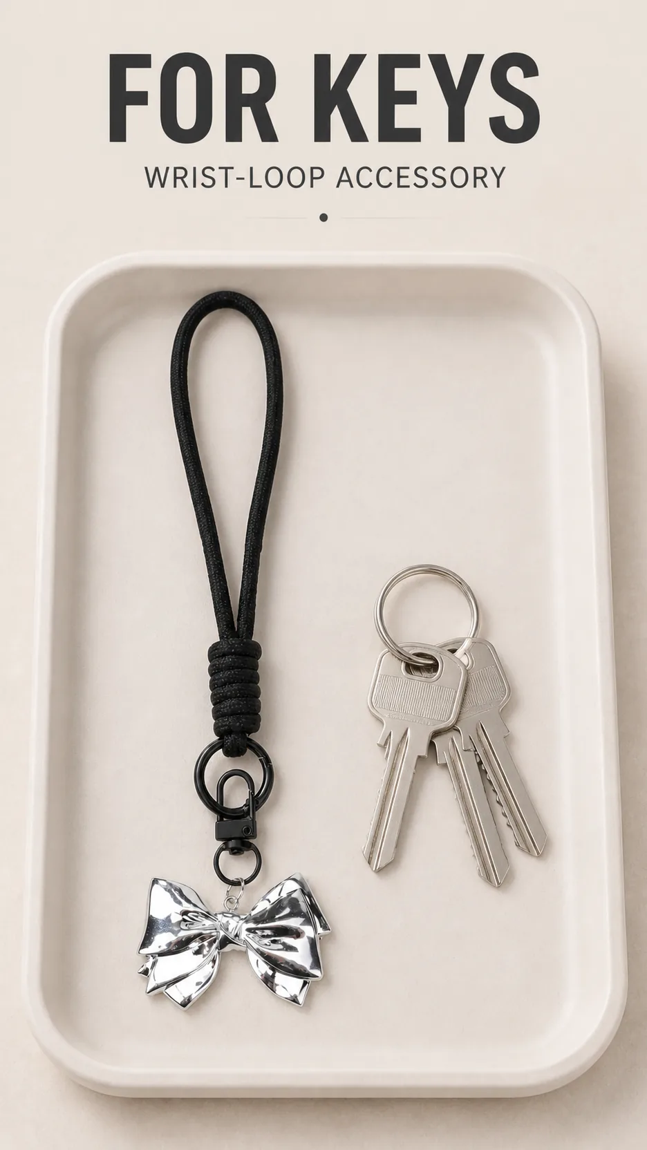 Fashion Metal Bow Wrist Strap Keychain Nylon Rope Phone Lanyard Bag Charm product detail 6
