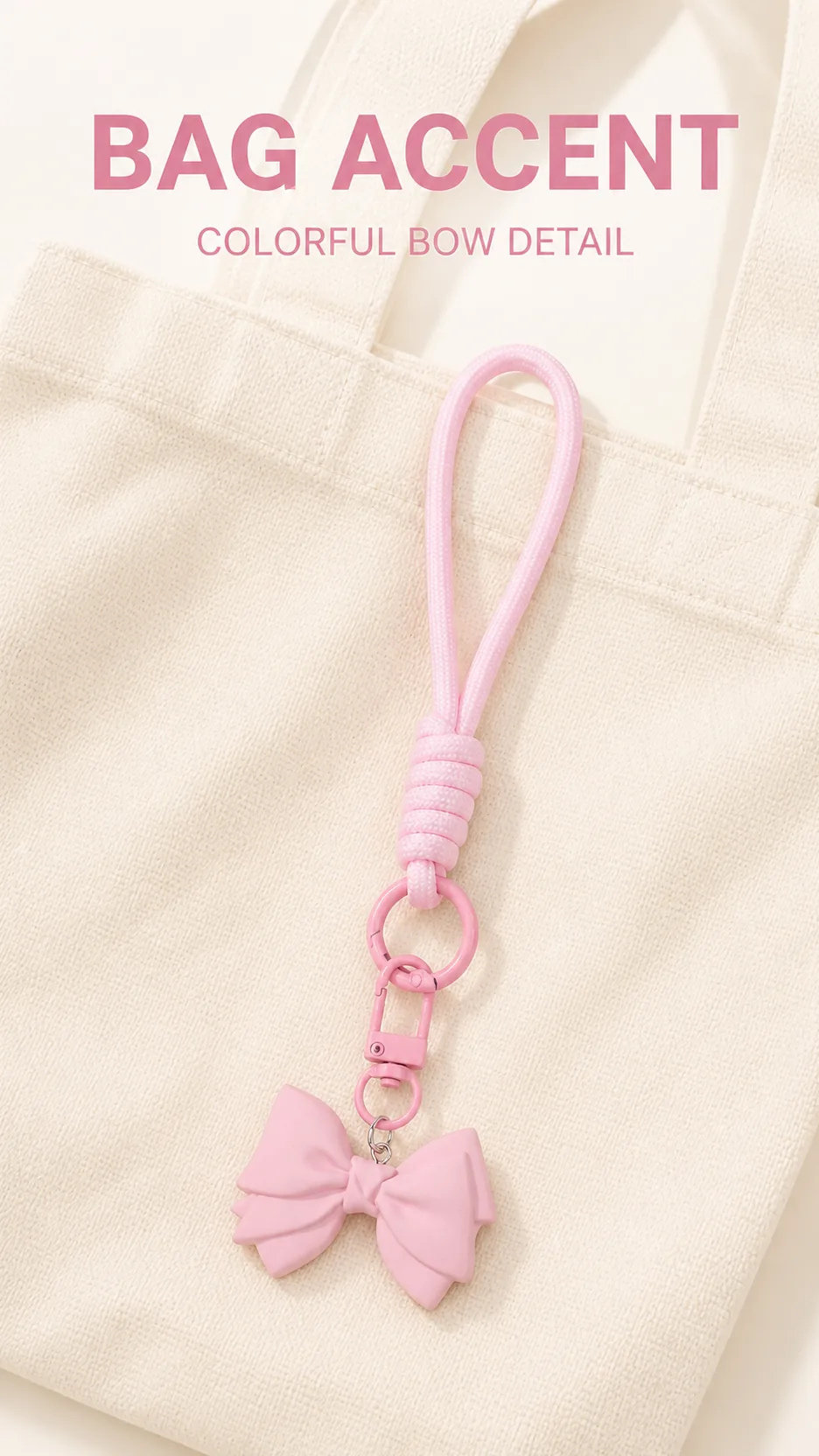 Fashion Metal Bow Wrist Strap Keychain Nylon Rope Phone Lanyard Bag Charm product detail 7