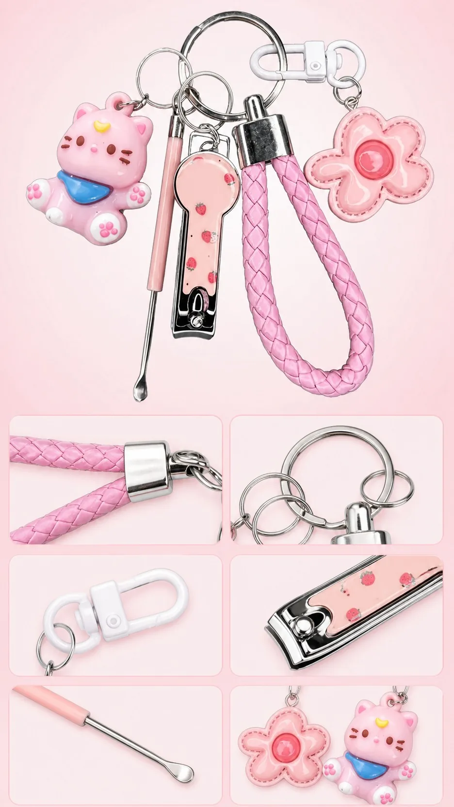 Colorful Flower Manicure Tool Bag Charm Set product detail 2