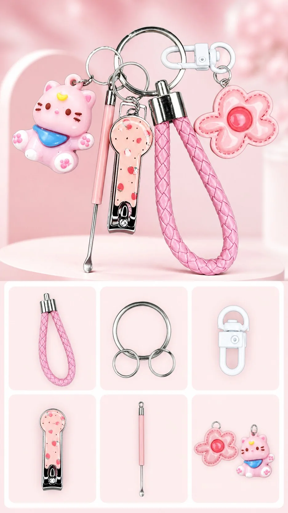 Colorful Flower Manicure Tool Bag Charm Set product detail 8