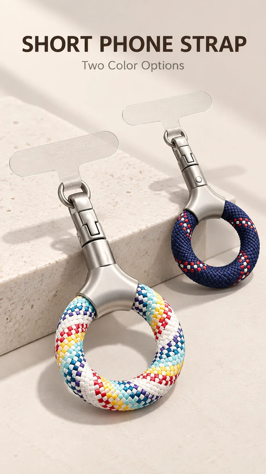 Premium Woven Loop Phone Strap with Self-Locking Metal Clasp and Finger Ring Grip product detail 1