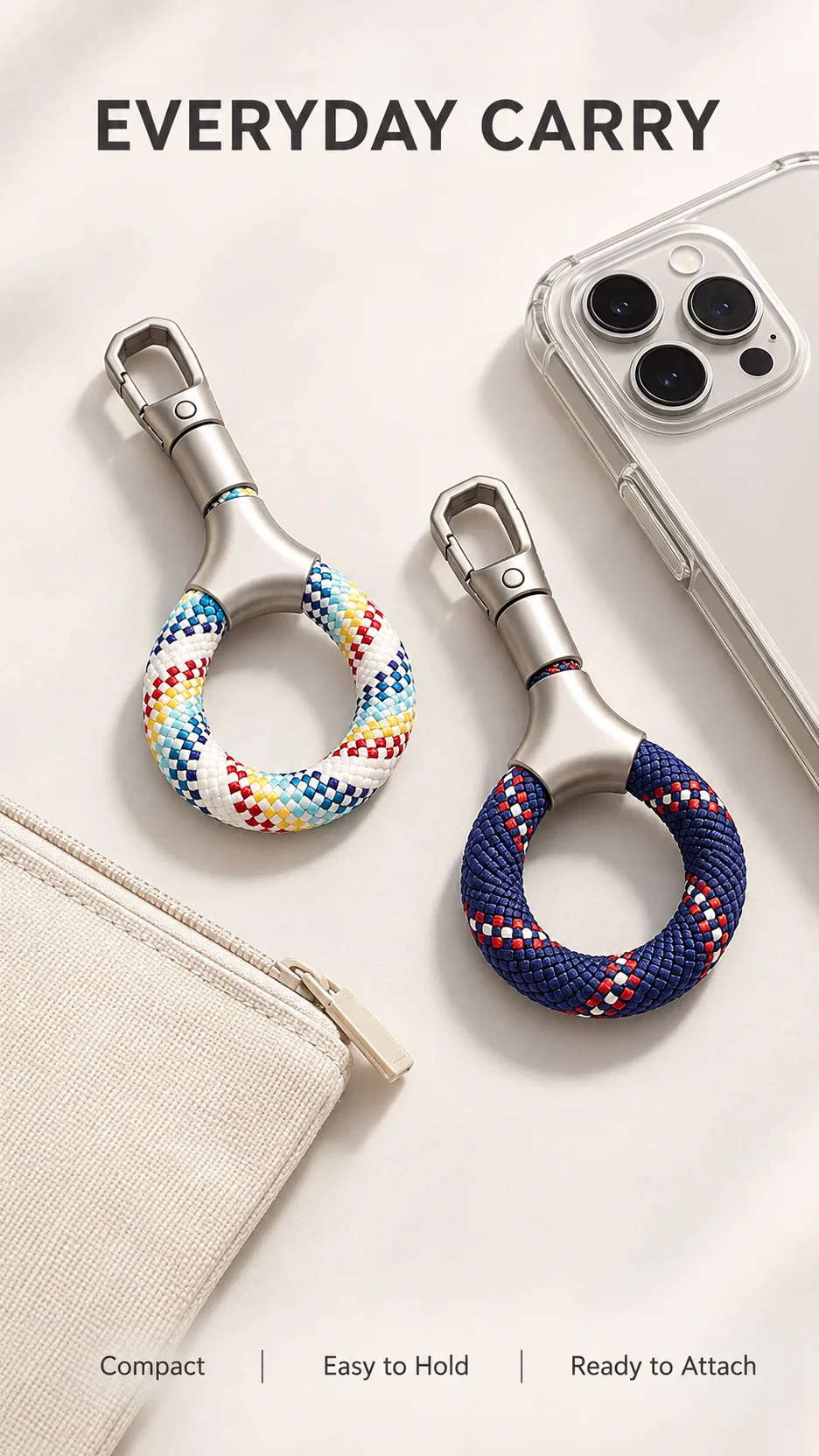 Premium Woven Loop Phone Strap with Self-Locking Metal Clasp and Finger Ring Grip product detail 8