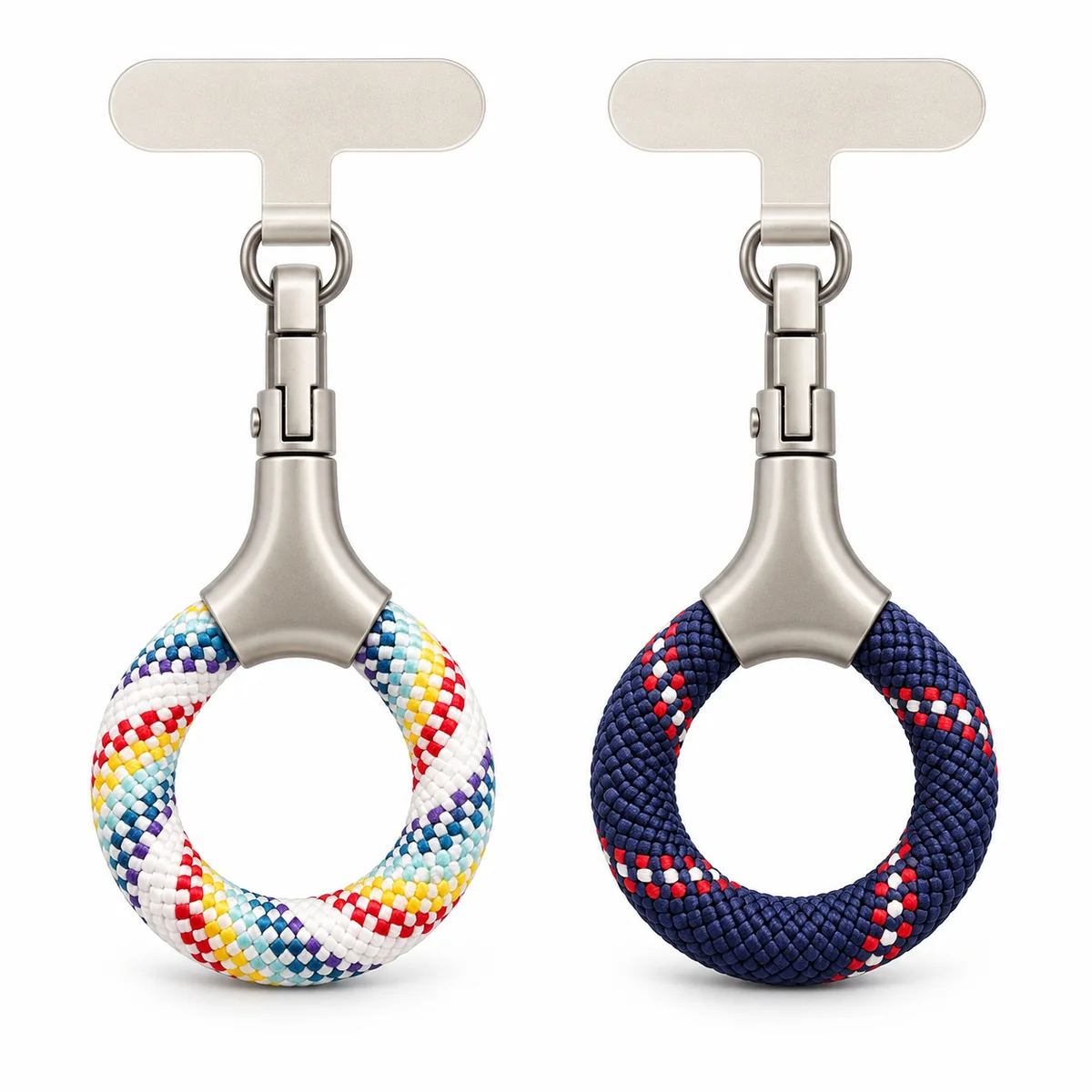 Premium Woven Loop Phone Strap with Self-Locking Metal Clasp and Finger Ring Grip