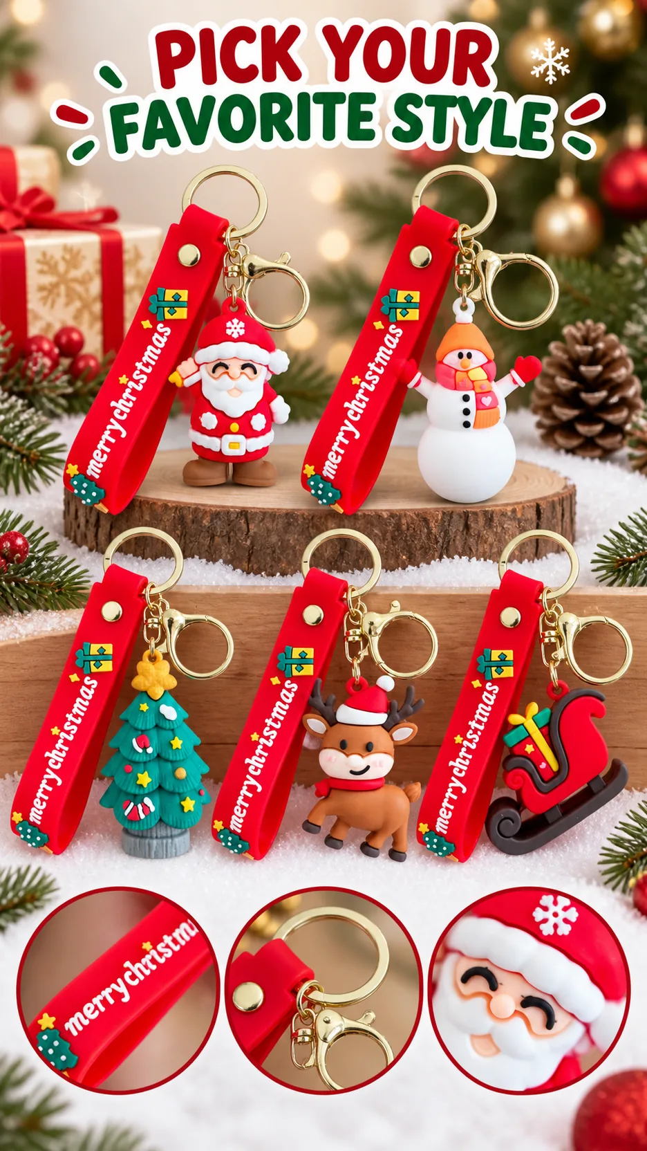 Cartoon Santa Christmas Keychains and Bag Charms product detail 8