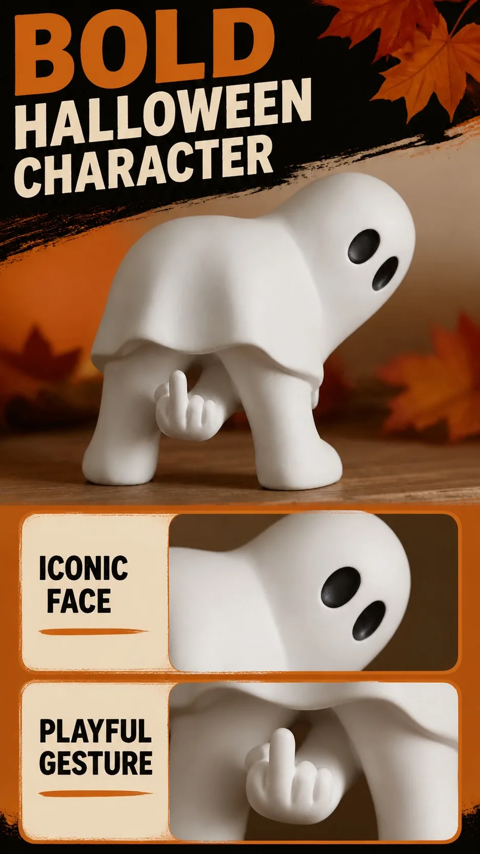 Funny Middle-Finger Ghost Figurine product detail 2