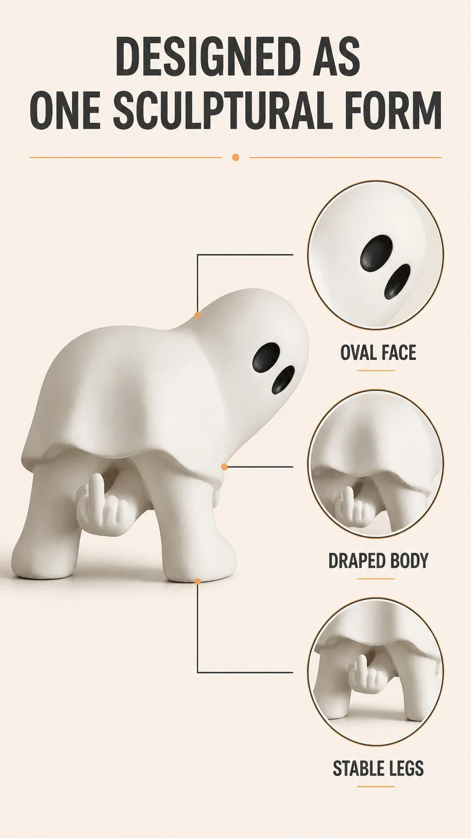 Funny Middle-Finger Ghost Figurine product detail 3