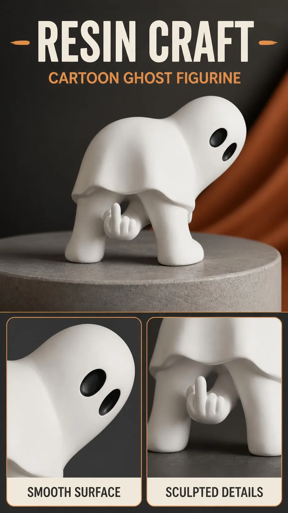 Funny Middle-Finger Ghost Figurine product detail 4