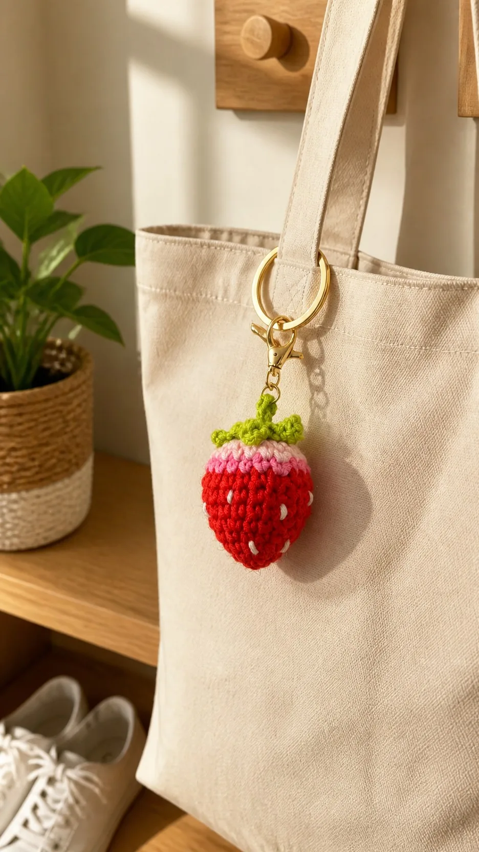 Handmade Crochet Fruit Keychain Knitted Strawberry Grape Avocado Bag Charm Accessory product detail 6