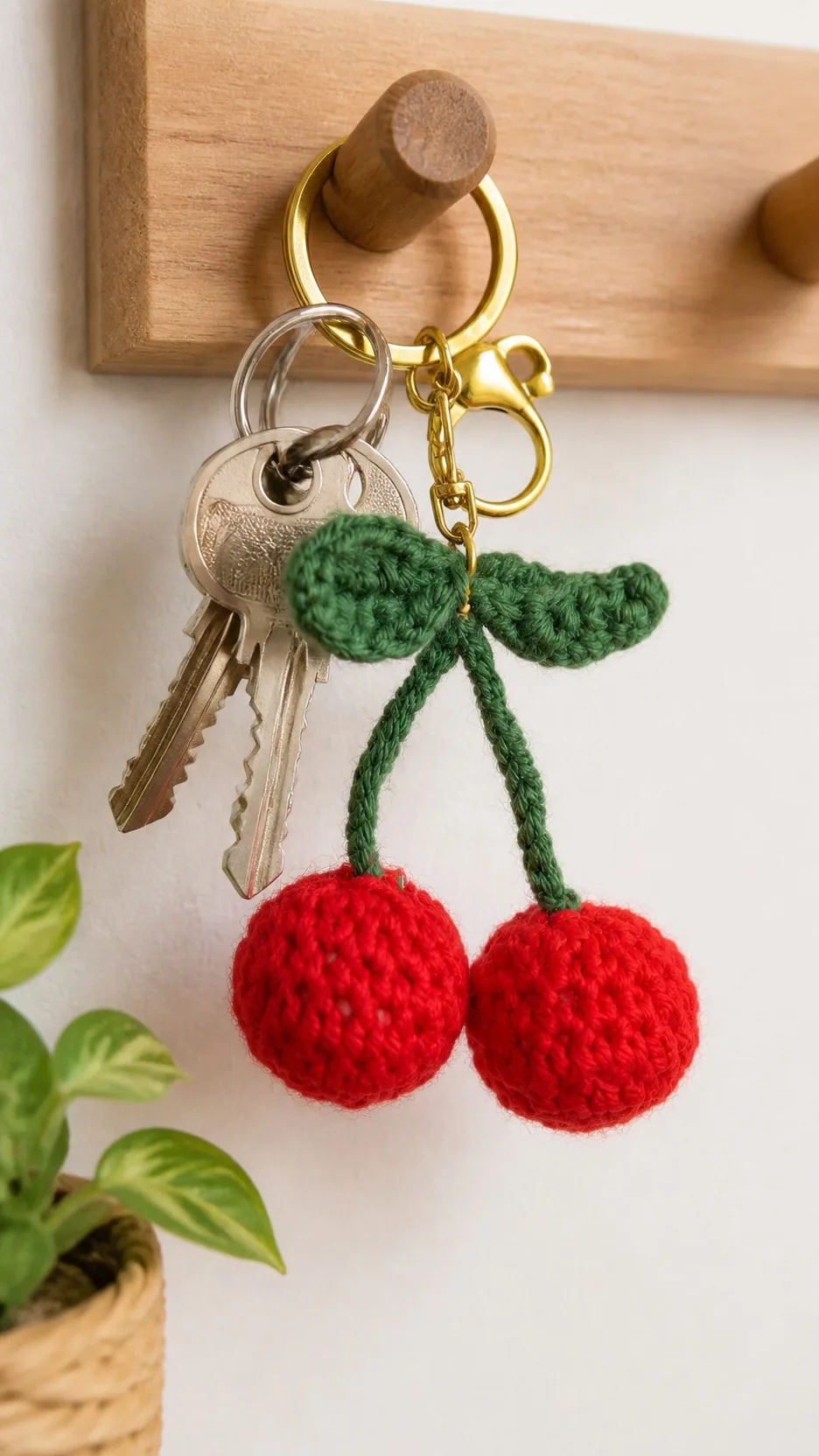 Handmade Crochet Fruit Keychain Knitted Strawberry Grape Avocado Bag Charm Accessory product detail 7