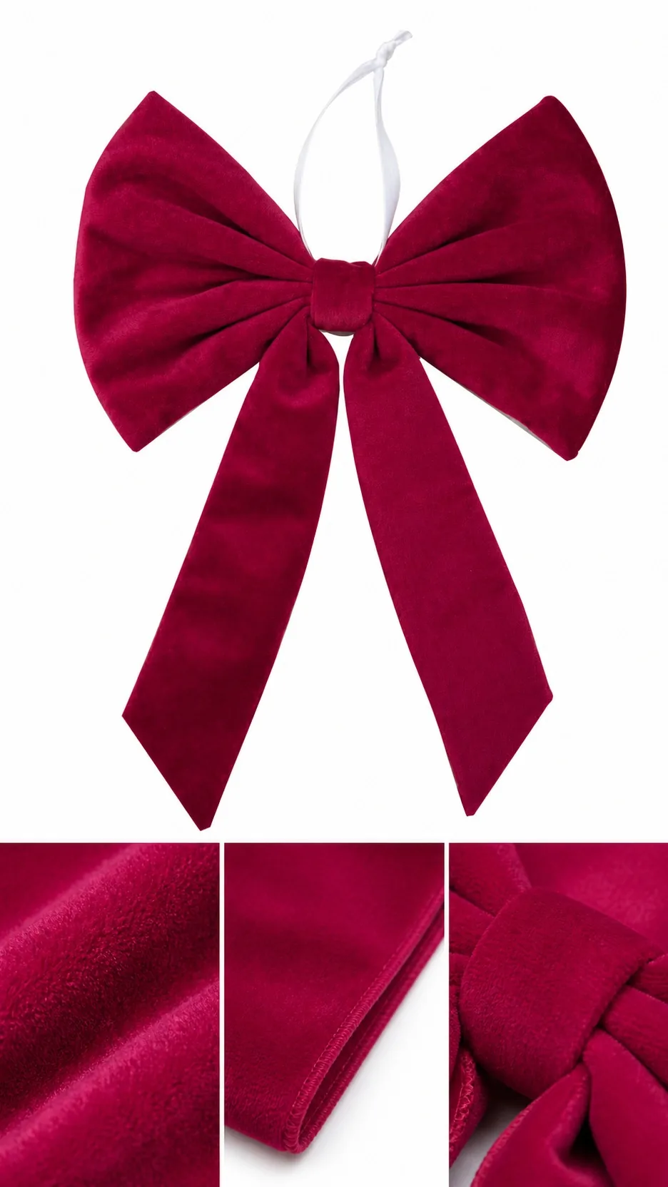 Luxury Velvet Christmas Bow Ornament Hanging Decoration for Tree Wreath Door product detail 2