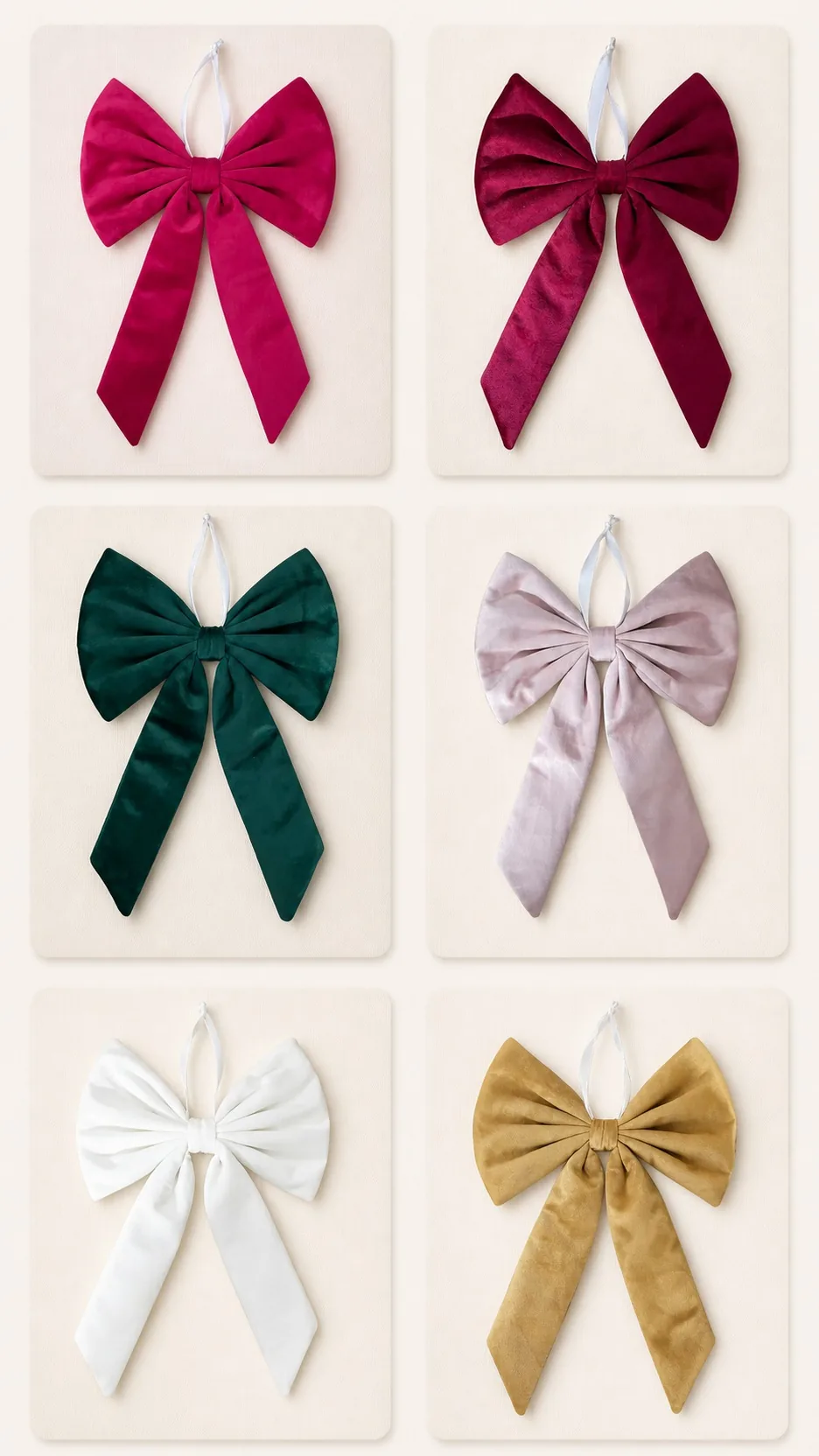Luxury Velvet Christmas Bow Ornament Hanging Decoration for Tree Wreath Door product detail 5