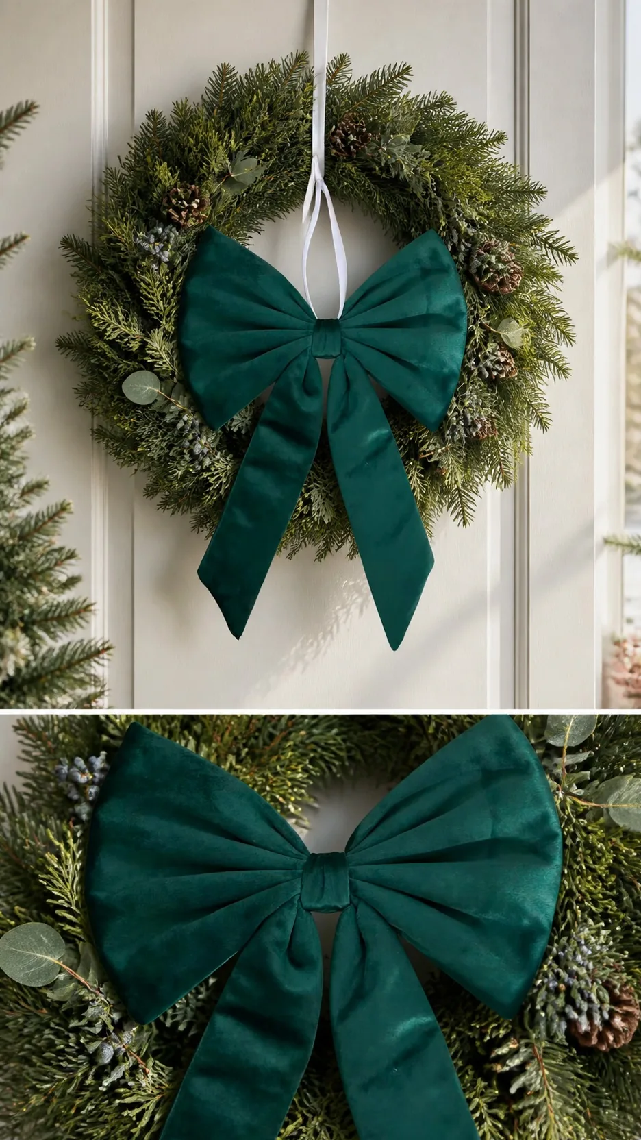 Luxury Velvet Christmas Bow Ornament Hanging Decoration for Tree Wreath Door product detail 7