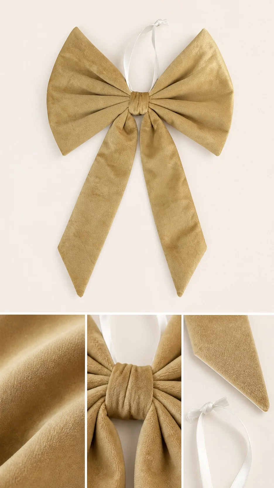 Luxury Velvet Christmas Bow Ornament Hanging Decoration for Tree Wreath Door product detail 8