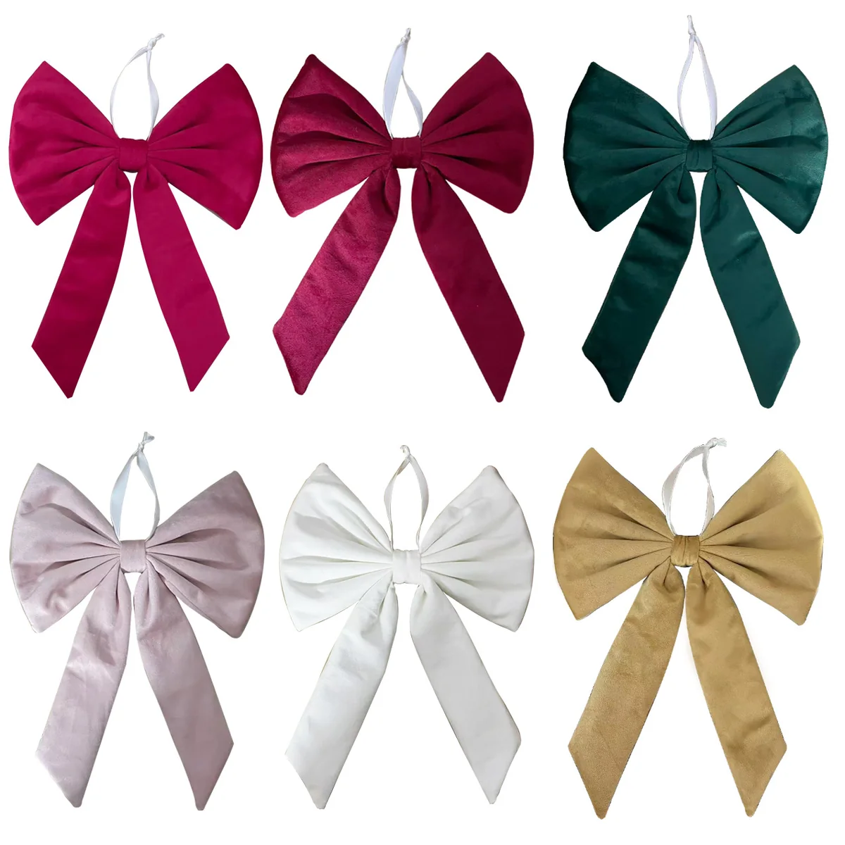 Luxury Velvet Christmas Bow Ornament Hanging Decoration for Tree Wreath Door