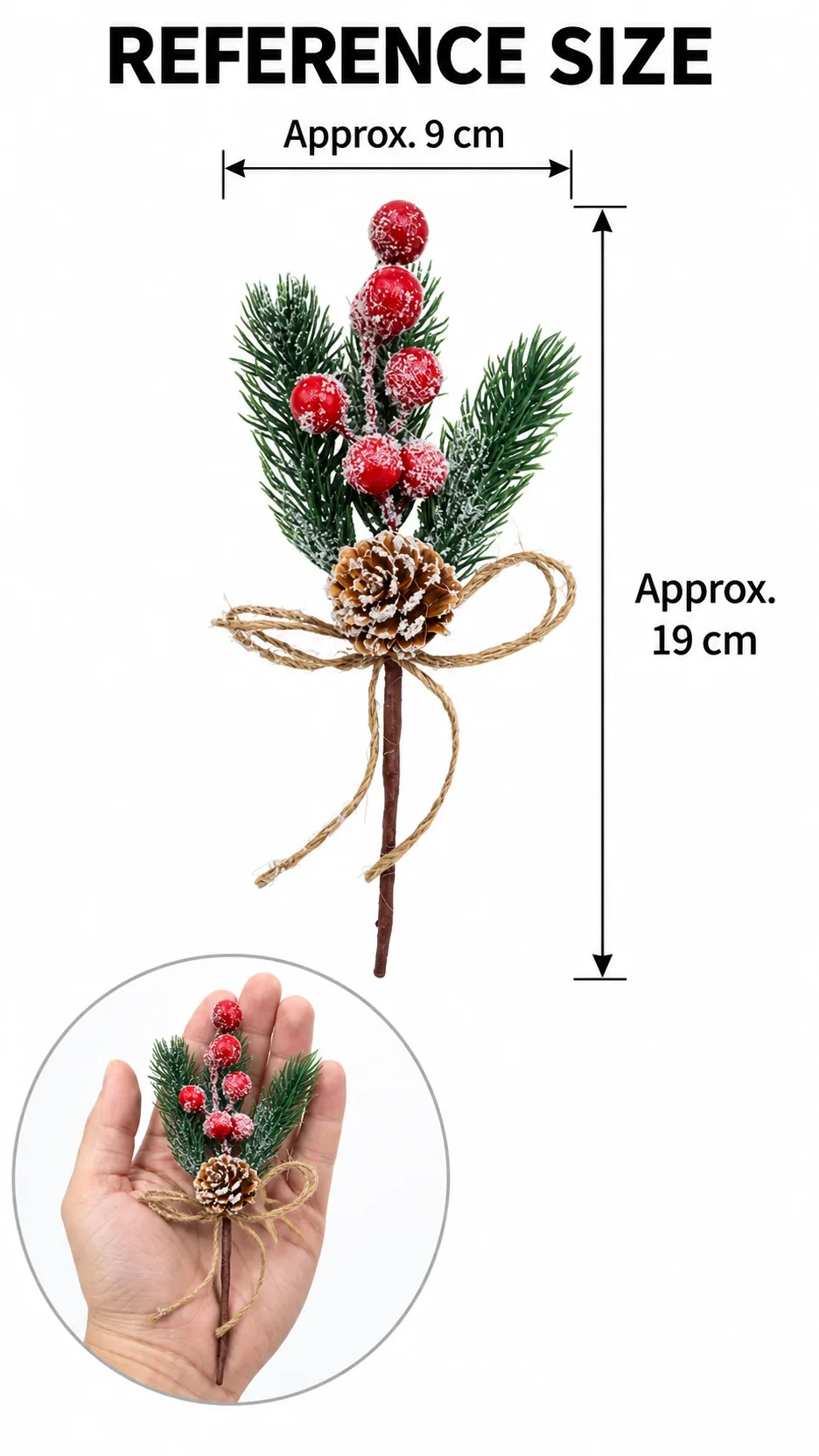 Artificial Pine Needle, Pine Leaf and Red Berry Christmas Floral Picks product detail 4