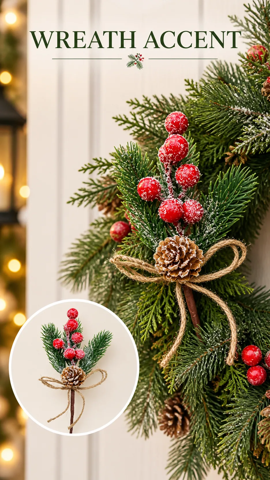 Artificial Pine Needle, Pine Leaf and Red Berry Christmas Floral Picks product detail 6