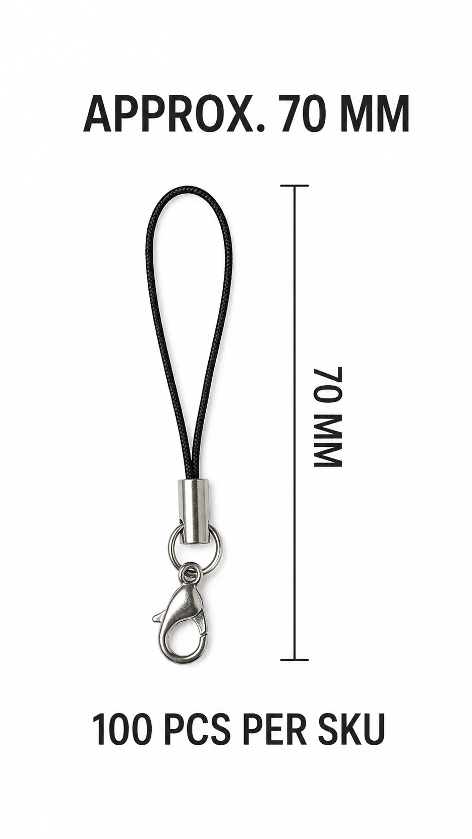 Wholesale DIY Braided Polyester Cord Phone Strap with Lobster Clasp and Metal End Cap product detail 3