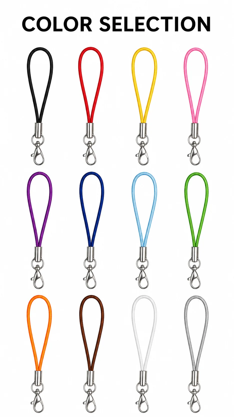 Wholesale DIY Braided Polyester Cord Phone Strap with Lobster Clasp and Metal End Cap product detail 4