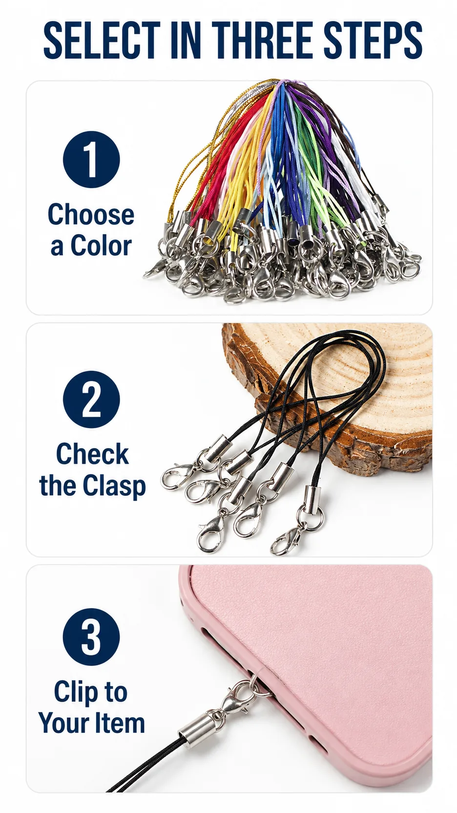 Wholesale DIY Braided Polyester Cord Phone Strap with Lobster Clasp and Metal End Cap product detail 8