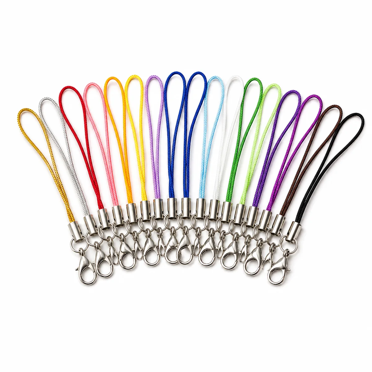 Wholesale DIY Braided Polyester Cord Phone Strap with Lobster Clasp and Metal End Cap