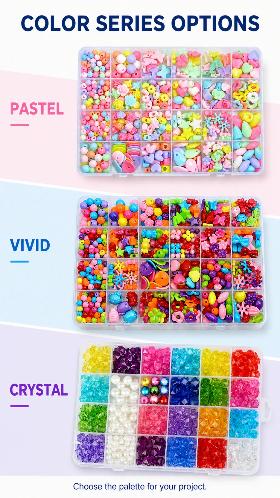 24-Compartment Kids DIY Bead Kit Assorted Shapes Plastic Beads for Bracelet Making product detail 2