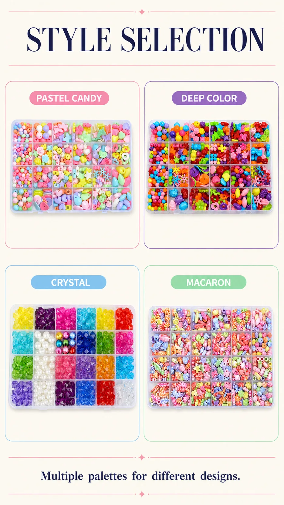 24-Compartment Kids DIY Bead Kit Assorted Shapes Plastic Beads for Bracelet Making product detail 5