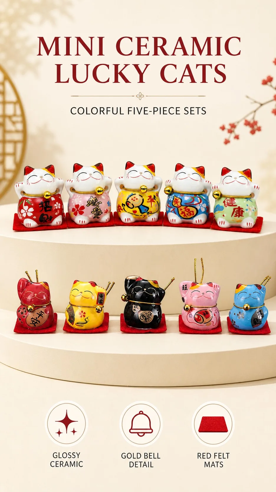 Mini Ceramic Lucky Cat Sets product detail 1