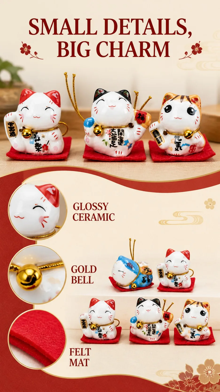 Mini Ceramic Lucky Cat Sets product detail 2