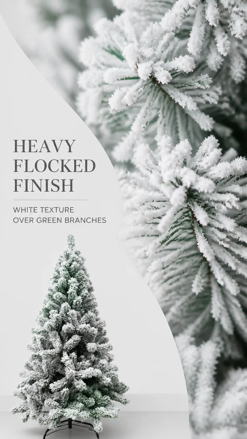 Luxury 1.8m Heavy Flocked Artificial Christmas Tree PE Snow Simulation with Metal Stand product detail 2