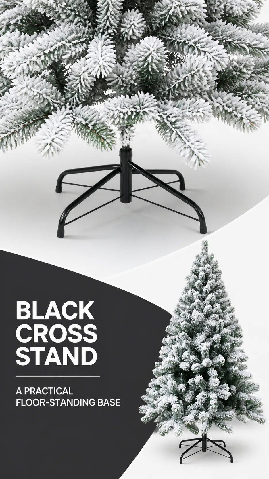 Luxury 1.8m Heavy Flocked Artificial Christmas Tree PE Snow Simulation with Metal Stand product detail 4