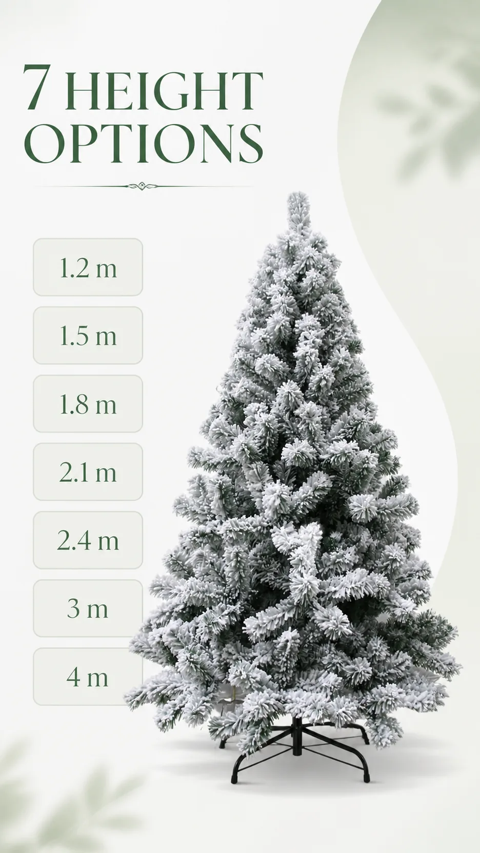 Luxury 1.8m Heavy Flocked Artificial Christmas Tree PE Snow Simulation with Metal Stand product detail 5