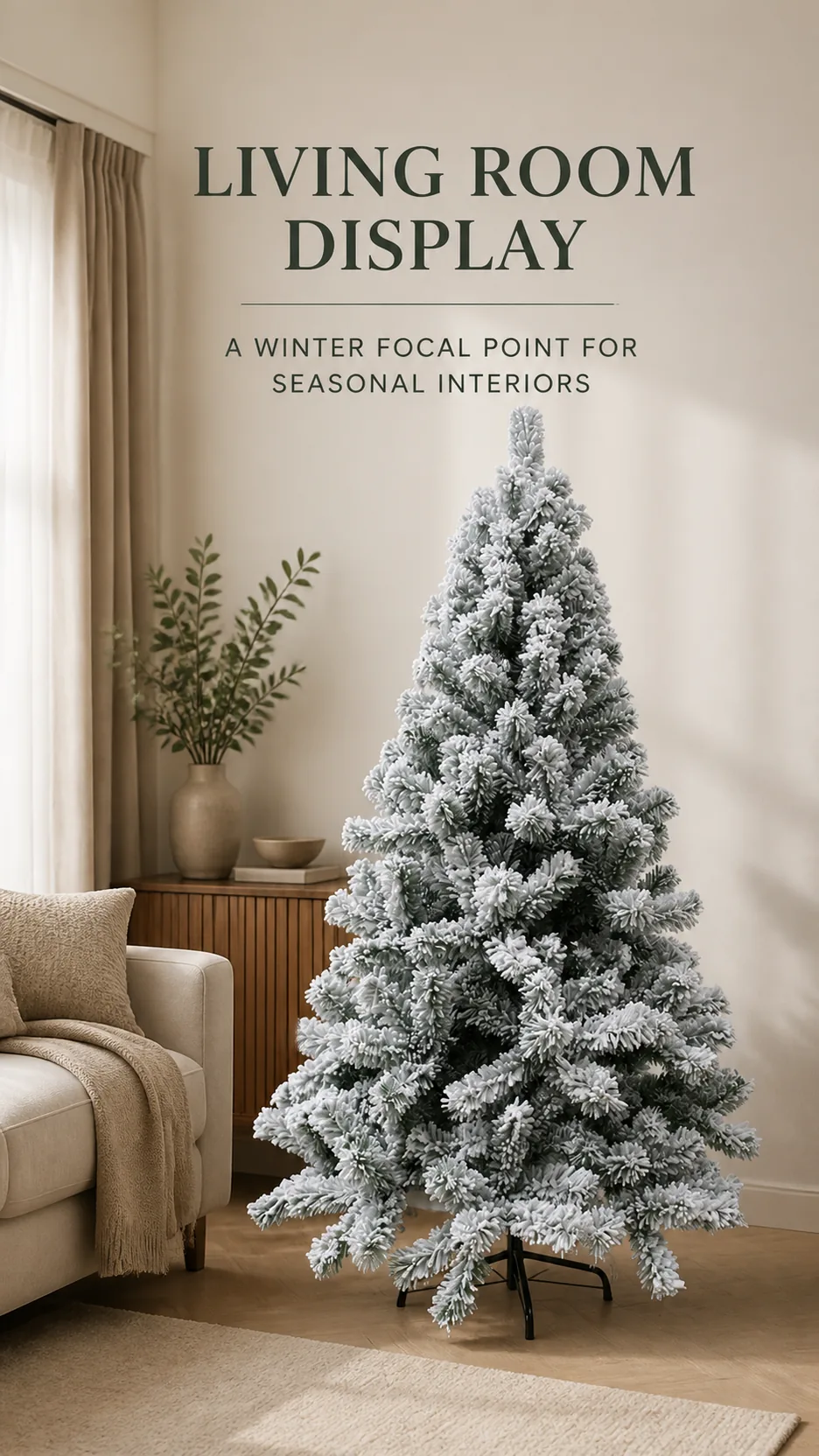 Luxury 1.8m Heavy Flocked Artificial Christmas Tree PE Snow Simulation with Metal Stand product detail 6