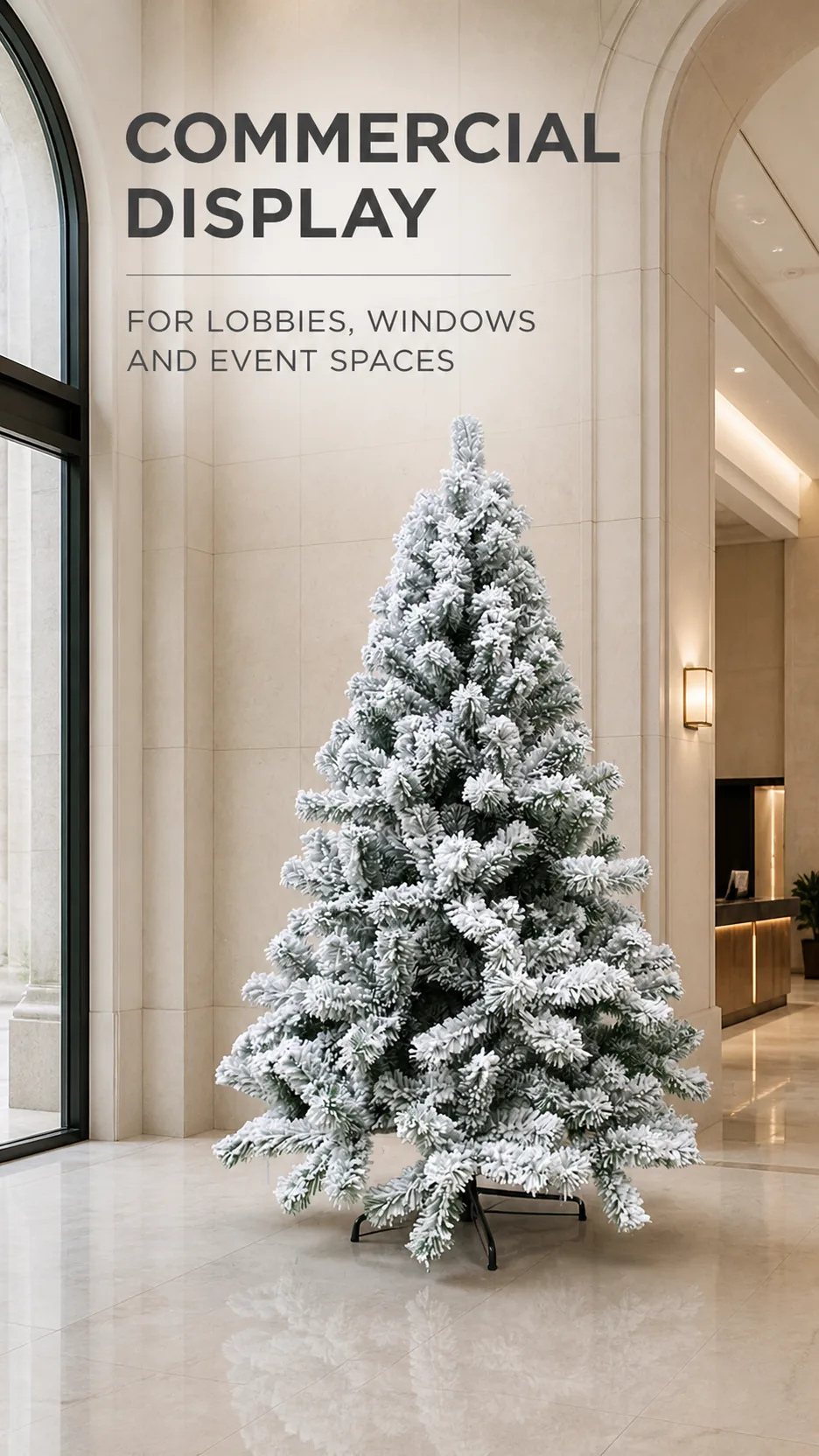 Luxury 1.8m Heavy Flocked Artificial Christmas Tree PE Snow Simulation with Metal Stand product detail 7