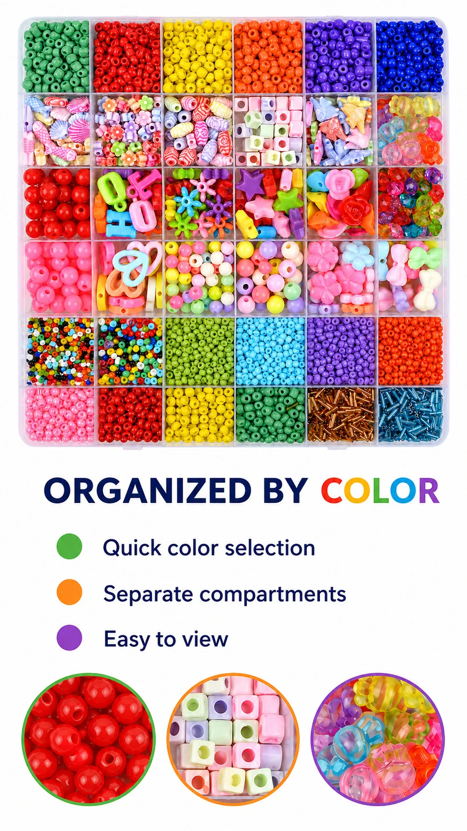 Children's Educational Bead Stringing Kit Mixed Shape Plastic Beads DIY Jewelry Making Toy with Storage Box product detail 2