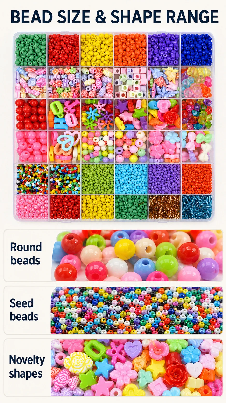 Children's Educational Bead Stringing Kit Mixed Shape Plastic Beads DIY Jewelry Making Toy with Storage Box product detail 3