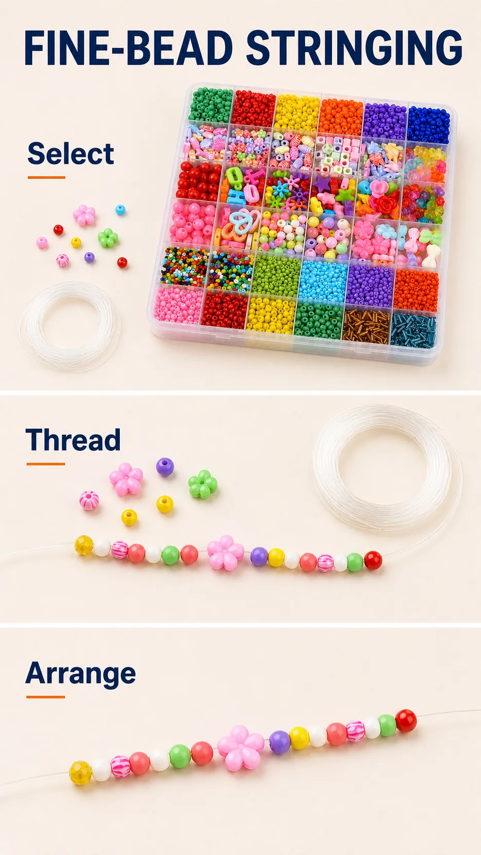 Children's Educational Bead Stringing Kit Mixed Shape Plastic Beads DIY Jewelry Making Toy with Storage Box product detail 6