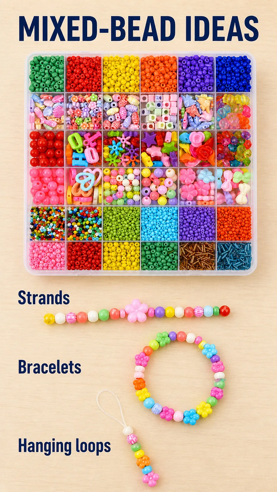 Children's Educational Bead Stringing Kit Mixed Shape Plastic Beads DIY Jewelry Making Toy with Storage Box product detail 7