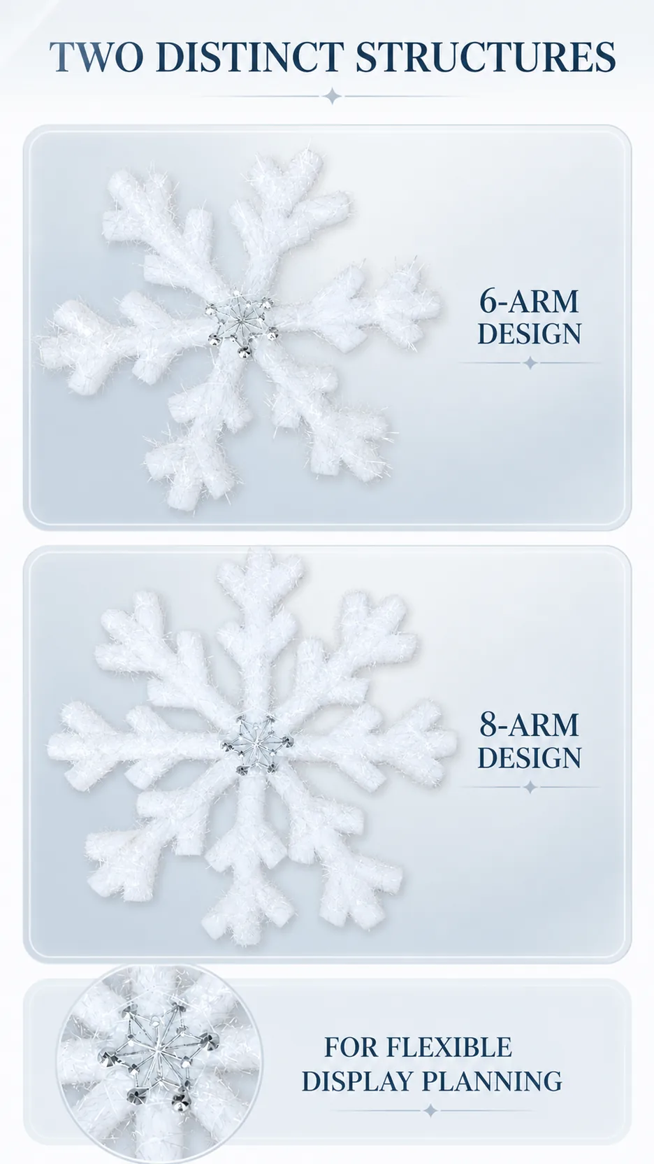 White Foam Snowflake Christmas Tree Ornaments Shimmering Hanging Decoration product detail 2
