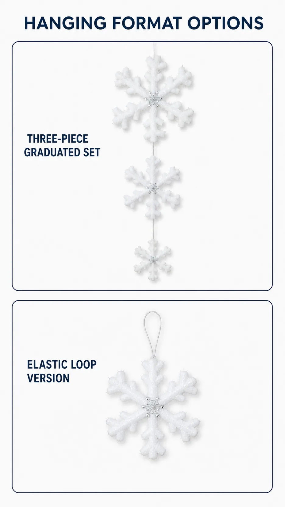 White Foam Snowflake Christmas Tree Ornaments Shimmering Hanging Decoration product detail 4